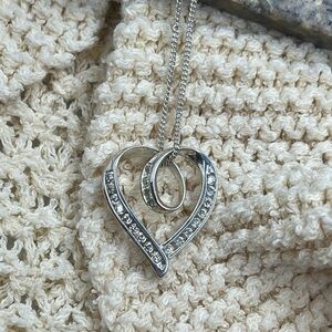 925 Sterling Silver 17” Chain Necklace w/ Heart Shaped Pendant w/ CZ